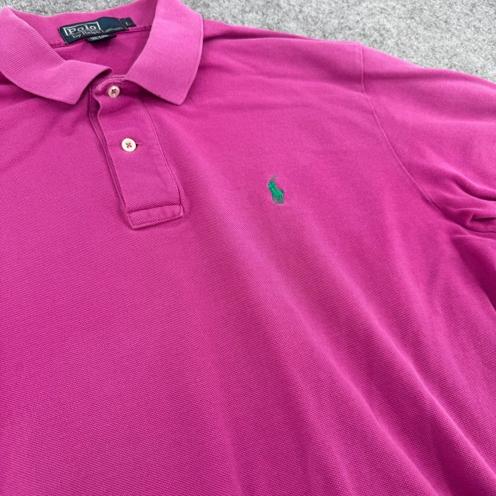 Polo Ralph Lauren Mens Magenta Pink Short Sleeve Pique Polo Shirt Large Logo